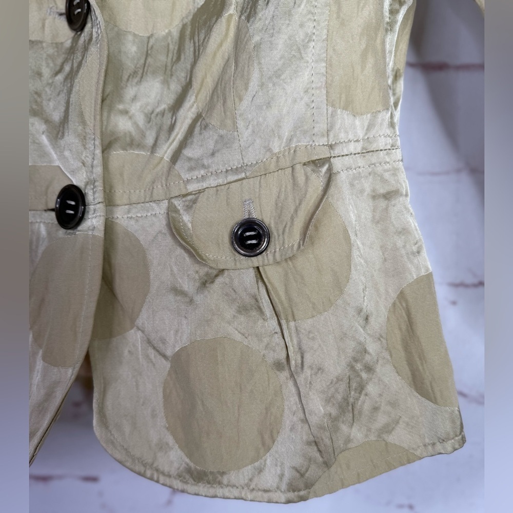 ALEXANDER 6 Celery Green Abstract Print Crinkle Safari Blazer Jacket Size 6 - Picture 9 of 15